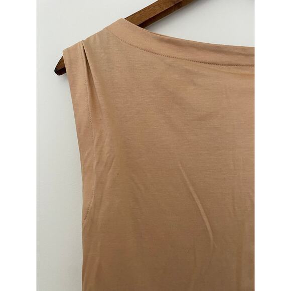 Anthropologie Drape Wrap Tank Top Nude Brown Tan Sleeveless EUC XS Assymetric - Picture 9 of 10